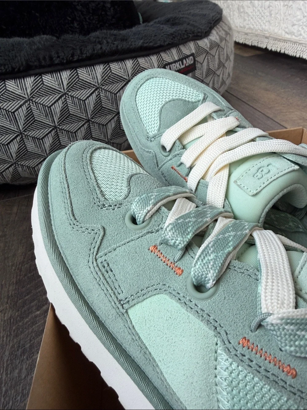 UGG women’s Mint Green and Peach Accent Lace-Up Sneakers - Picture 5 of 10